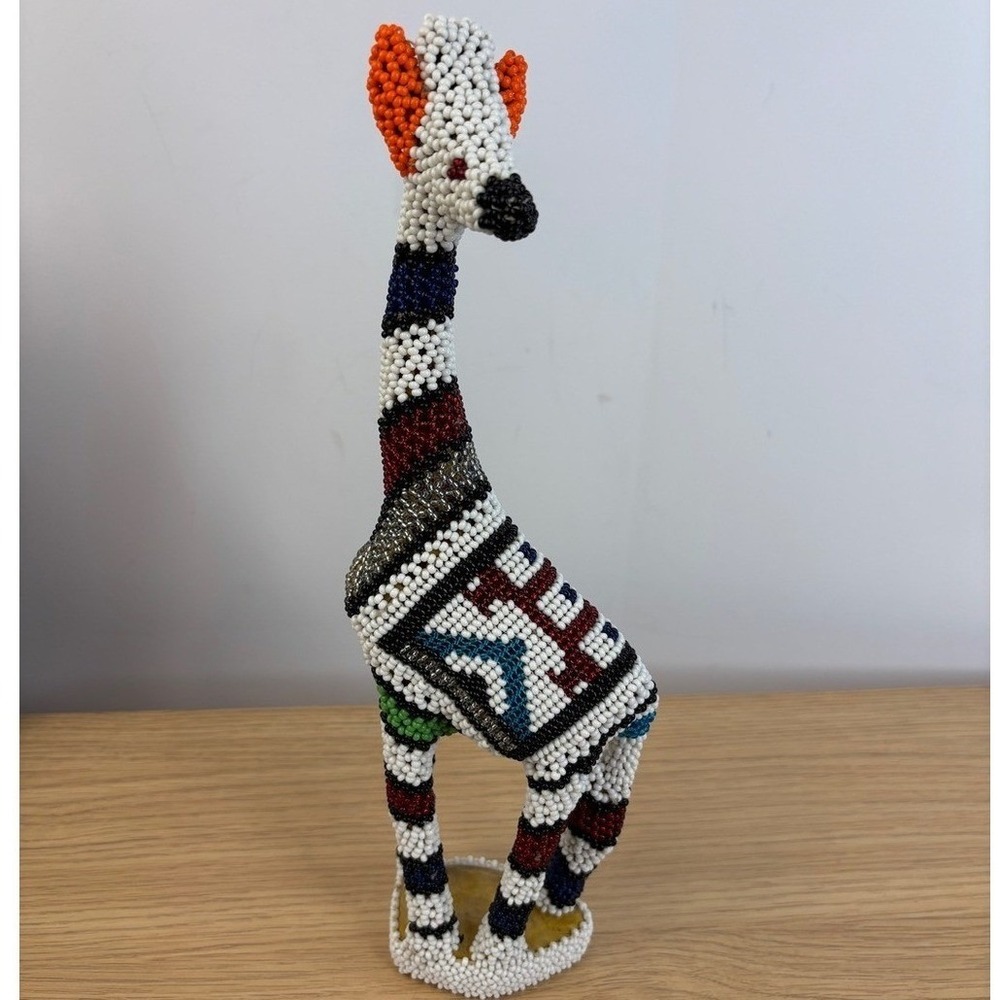Unbranded Beaded Giraffe Figurine‎ 11.5" Multicolor Folk Art Animal Decor Rare